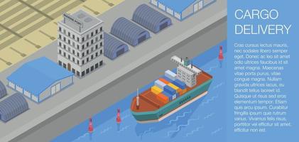 Cargo delivery concept banner, isometric style vector