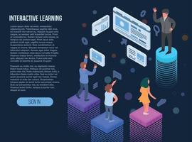 Interactive learning banner, isometric style vector