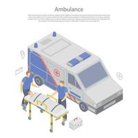 banner de concepto de coche de ambulancia, estilo isométrico