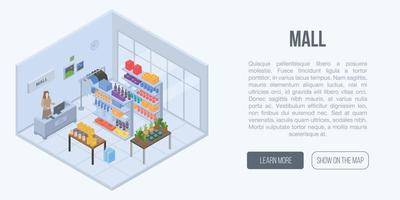 Mall concept background, isometric style vector