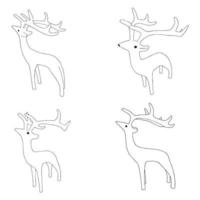 Set of Reindeerin different postures. vector illustration of hand drawn sketch isolated on white background. Christmas holiday symbol.