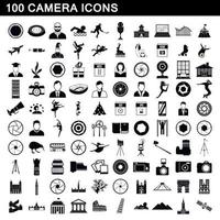 100 camera icons set, simple style vector