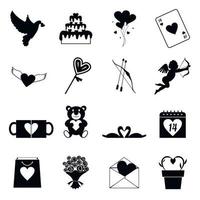 Valentines simple icons set vector