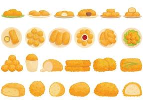 Croquette icons set cartoon vector. Baked ball vector