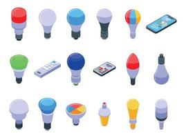 Smart lightbulb icons set isometric vector. Brain think idea vector