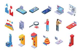 Test game icons set isometric vector. Scientist expert vector