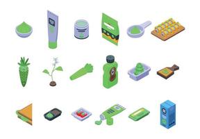 Wasabi icons set, isometric style vector