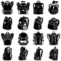 Backpack icons set, simple style vector