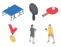 juego de iconos de tenis de mesa, estilo isométrico vector