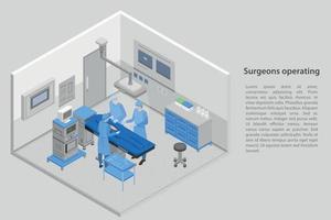 Surgeons operating concept banner, isometric style vector