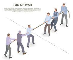 Tug of war concept banner, isometric style vector