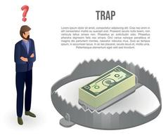 Money trap concept banner, isometric style vector