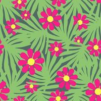 Pink Paradise Jungle Flowers and Leaves vector
