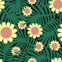 Mid Century Jungle Leaf Floral Garden vector