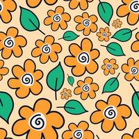 naranja verano cítrico garabato margarita floral vector