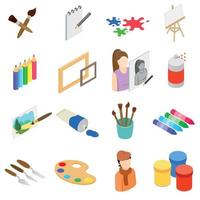 Art icons set, isometric 3d style vector