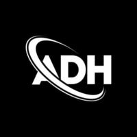 ADH logo. ADH letter. ADH letter logo design. Initials ADH logo linked with circle and uppercase monogram logo. ADH typography for technology, business and real estate brand. vector