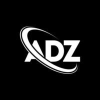 logotipo de adz. letra adz. diseño del logotipo de la letra adz. logotipo de las iniciales adz vinculado con el círculo y el logotipo del monograma en mayúsculas. tipografía adz para tecnología, negocios y marca inmobiliaria. vector