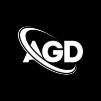 logotipo de agd. carta agd. diseño de logotipo de letra agd. logotipo de las iniciales agd vinculado con un círculo y un logotipo de monograma en mayúsculas. tipografía agd para tecnología, negocios y marca inmobiliaria. vector