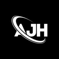 logotipo de ajh. ajh carta. diseño del logotipo de la letra ajh. logotipo de las iniciales ajh vinculado con un círculo y un logotipo de monograma en mayúsculas. tipografía ajh para tecnología, negocios y marca inmobiliaria. vector