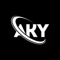 logotipo de aky. carta aky. diseño del logotipo de la letra aky. logotipo de iniciales aky vinculado con círculo y logotipo de monograma en mayúsculas. tipografía aky para tecnología, negocios y marca inmobiliaria. vector