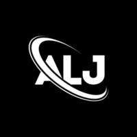 logotipo de alj. letra alj. diseño del logotipo de la letra alj. logotipo de iniciales alj vinculado con círculo y logotipo de monograma en mayúsculas. tipografía alj para tecnología, negocios y marca inmobiliaria. vector