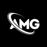 logotipo de amg. carta amg. diseño del logotipo de la letra amg. logotipo de iniciales amg vinculado con círculo y logotipo de monograma en mayúsculas. tipografía amg para tecnología, negocios y marca inmobiliaria. vector