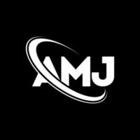 logotipo de amj. carta amj. diseño del logotipo de la letra amj. logotipo de iniciales amj vinculado con círculo y logotipo de monograma en mayúsculas. tipografía amj para tecnología, negocios y marca inmobiliaria. vector