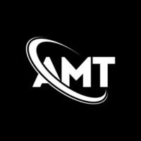 AMT logo. AMT letter. AMT letter logo design. Initials AMT logo linked with circle and uppercase monogram logo. AMT typography for technology, business and real estate brand. vector