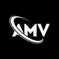 logotipo de amv. carta amv. diseño del logotipo de la letra amv. logotipo de iniciales amv vinculado con círculo y logotipo de monograma en mayúsculas. tipografía amv para tecnología, negocios y marca inmobiliaria. vector