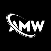 logotipo de amw. amw carta. diseño del logotipo de la letra amw. Logotipo de iniciales amw vinculado con círculo y logotipo de monograma en mayúsculas. tipografía amw para tecnología, negocios y marca inmobiliaria. vector