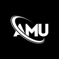 AMU logo. AMU letter. AMU letter logo design. Initials AMU logo linked with circle and uppercase monogram logo. AMU typography for technology, business and real estate brand. vector