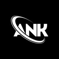 logotipo de ank una carta diseño de logotipo de letra ank. Logotipo de iniciales ank vinculado con círculo y logotipo de monograma en mayúsculas. tipografía ank para tecnología, negocios y marca inmobiliaria. vector