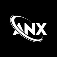 logotipo de anx. carta anx. diseño del logotipo de la letra anx. logotipo de iniciales anx vinculado con círculo y logotipo de monograma en mayúsculas. tipografía anx para tecnología, negocios y marca inmobiliaria. vector