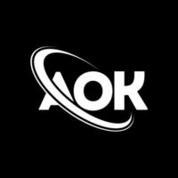 AOK logo. AOK letter. AOK letter logo design. Initials AOK logo linked with circle and uppercase monogram logo. AOK typography for technology, business and real estate brand. vector