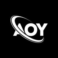 logotipo de aoy. hola carta. diseño del logotipo de la letra aoy. logotipo de iniciales aoy vinculado con círculo y logotipo de monograma en mayúsculas. aoy tipografía para tecnología, negocios y marca inmobiliaria. vector