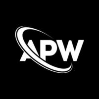 logotipo de apw. letra apw. diseño del logotipo de la letra apw. logotipo de iniciales apw vinculado con círculo y logotipo de monograma en mayúsculas. tipografía apw para tecnología, negocios y marca inmobiliaria. vector