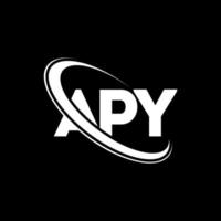 logotipo de apy. carta apia. diseño de logotipo de letra apy. logotipo de iniciales apy vinculado con círculo y logotipo de monograma en mayúsculas. tipografía apy para tecnología, negocios y marca inmobiliaria. vector