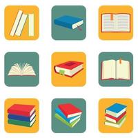 Book flat icons set vector