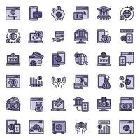 Internet banking icons set outline vector. Money bank vector