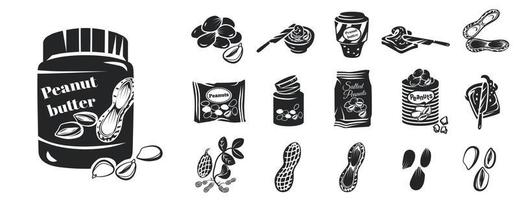 Peanut icon set, simple style vector