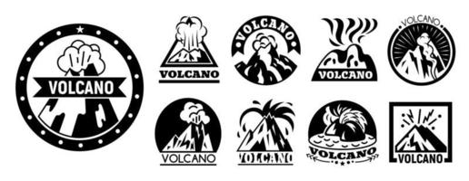 Volcano logo set, simple style vector