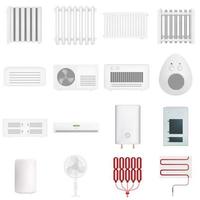 Electric heater device mockup set, realistic style vector