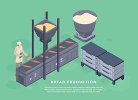 banner de concepto de producción de pan, estilo isométrico vector
