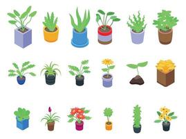 Plants icons set, isometric style