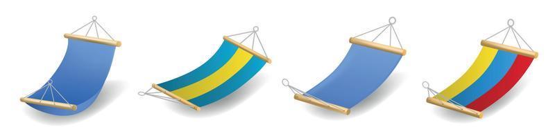 Hammock icons set, realistic style vector