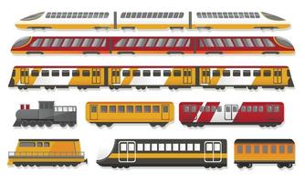 conjunto de iconos de tren subterráneo, estilo de dibujos animados vector