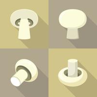 Champignon icons set, flat style vector