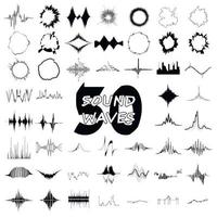 50 iconos de audio de ondas de sonido, estilo simple vector