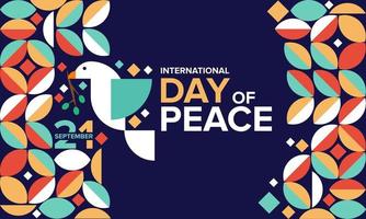 International day of peace. Geometric shape poster, background, book cover vector illustration